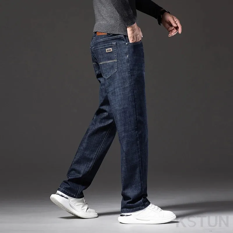 KSTUN Men Jeans Stretch Classic Business Casual Pants Straight Cut Men's Clothing 2024 New Man Trousers Jeans Male Denim Pants