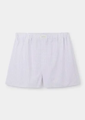 Lilac Check Cotton Boxer Shorts