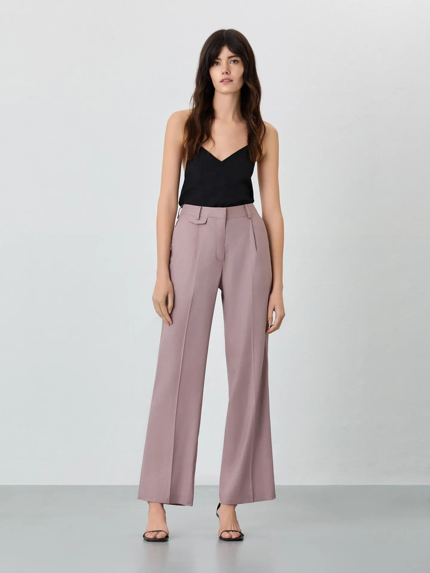 Loose Fit Trousers In Viscose Linen Blend