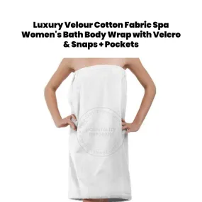 Luxury Velour Cotton Fabric Spa Women's Bath Body Wrap with Velcro & Snaps   Pockets size: L/XL 2/Pack