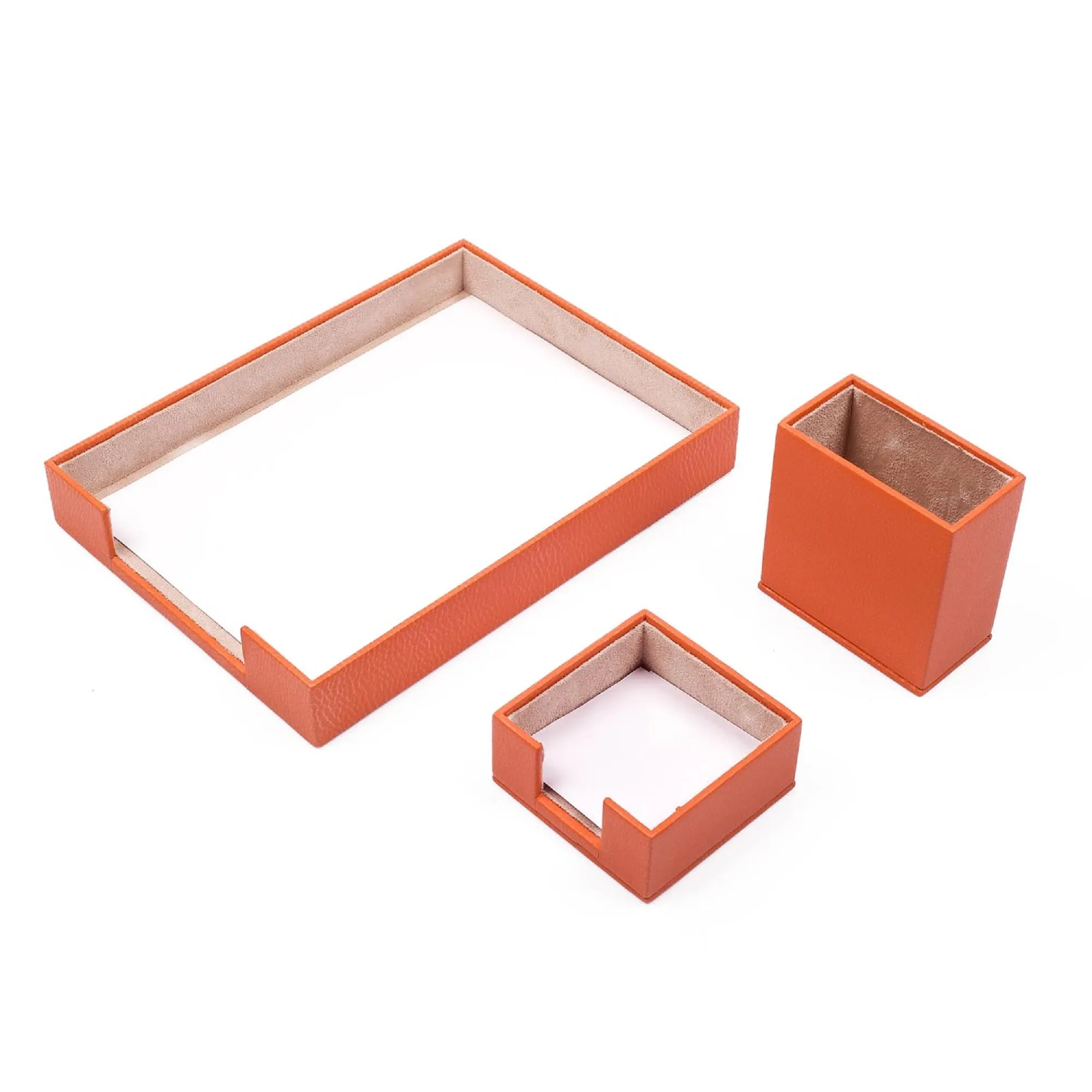 MOOG Leather Desk Set-3 Accessories-Single Document Tray - Brown - 3 PCS
