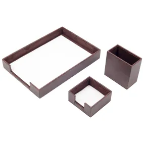 MOOG Leather Desk Set-3 Accessories-Single Document Tray - Brown - 3 PCS