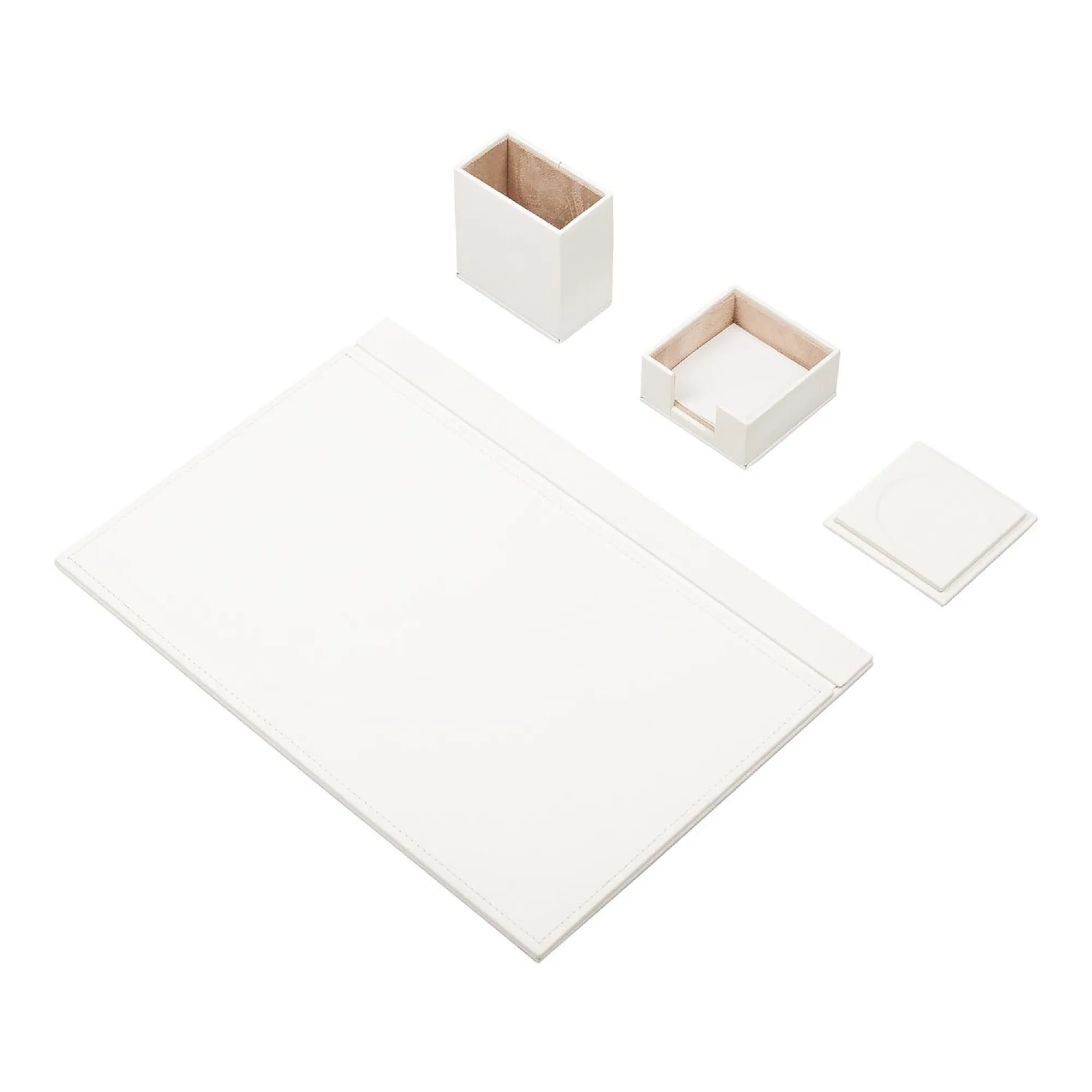 MOOG Leather Desk Set-4 Accessories- Red - 4 PCS