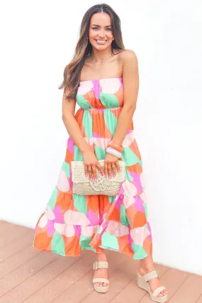 Never Really Over Strapless Tiered Maxi Dress