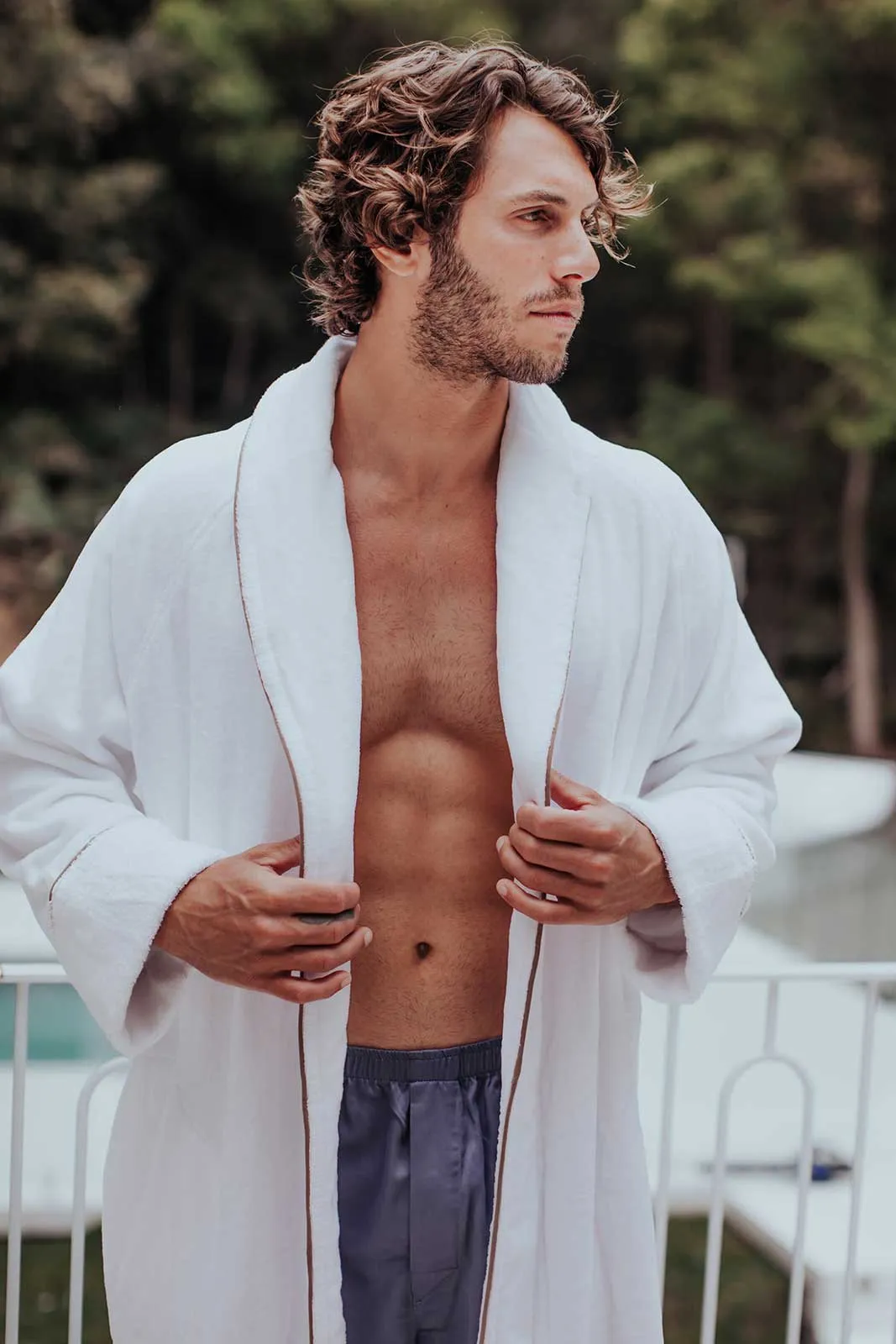 Organic Cotton Velour Robe - Mens