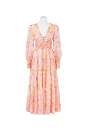 Peach floral long sleeve dress