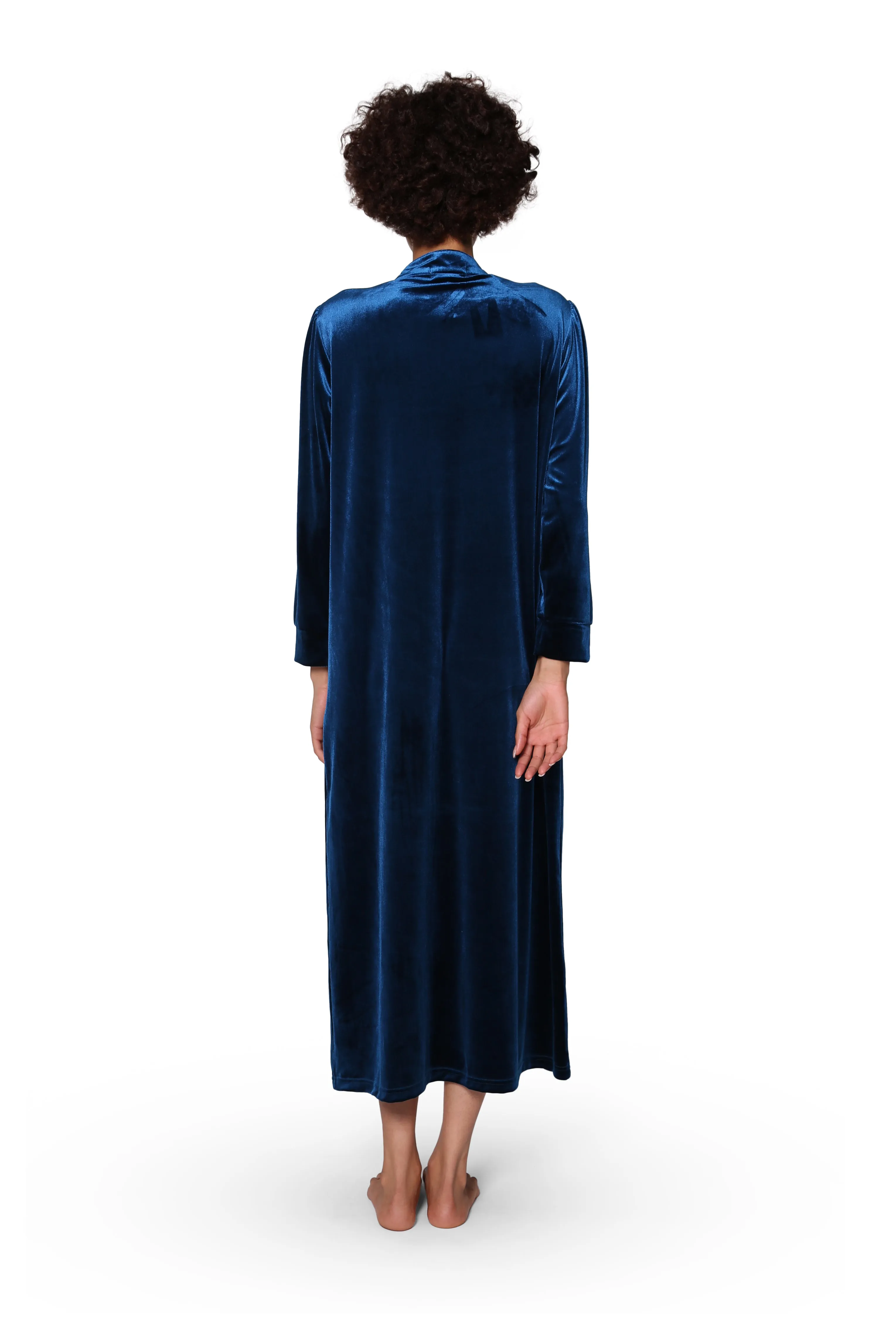 Plus Size Smocked Velour Zip Front Robe