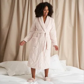 Quilted Velour Robe in Powder Puff