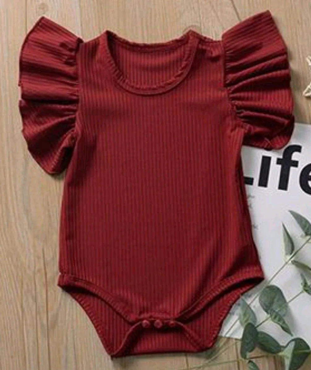 Ribbed Ruffle Stretch Romper