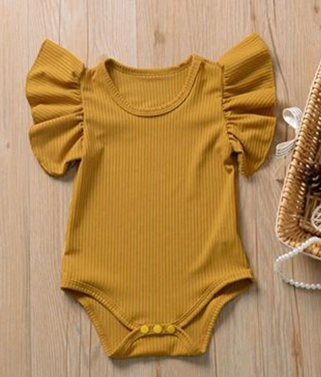 Ribbed Ruffle Stretch Romper