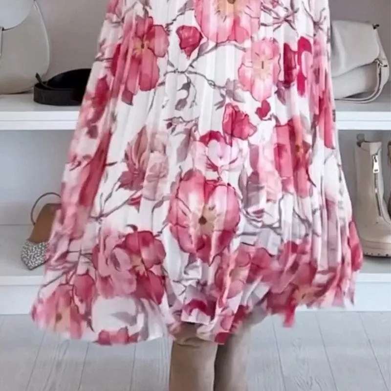 🌸Seasonal dress 50% OFF🌸Floral Print Off-Shoulder Top & Maxi Skirt Two-Piece Set✨