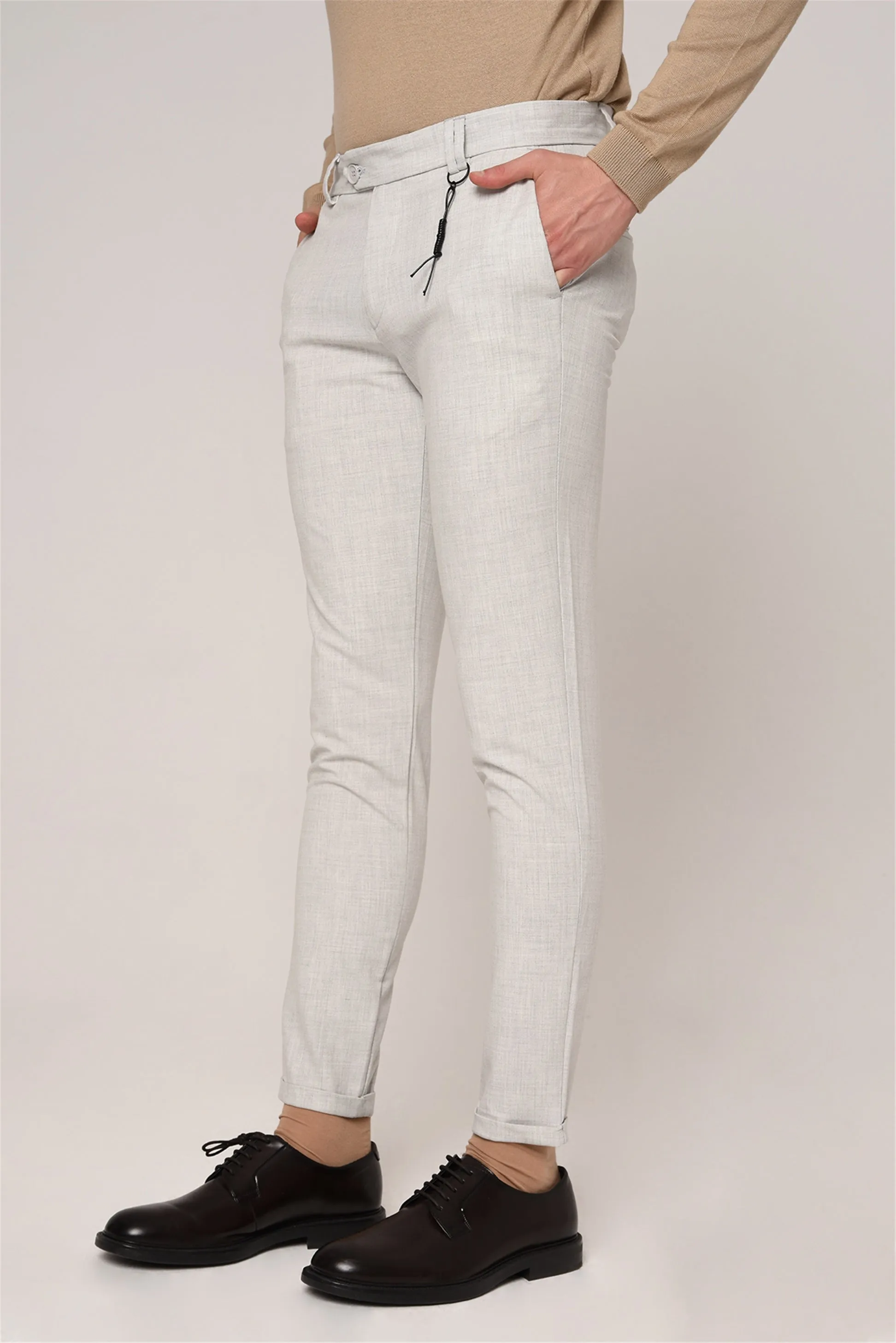 Silver Grey Slim Fit Men's Trousers - Wessi