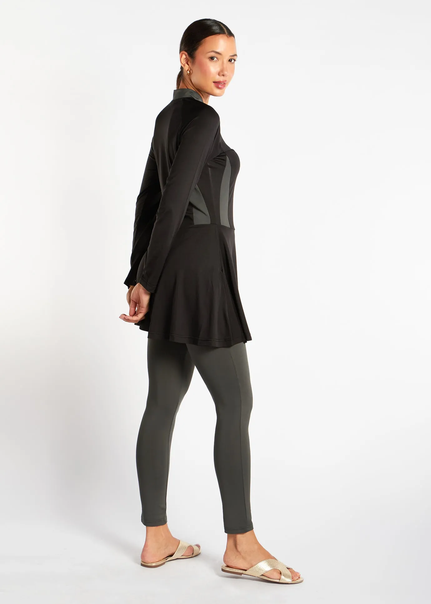 Skirted Swim Top Black