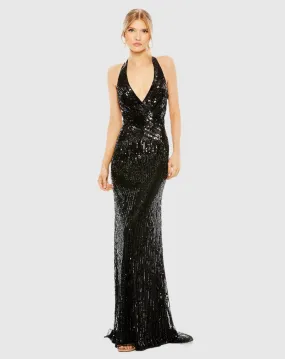 Sleeveless plunge V neck cut out evening dress - Black