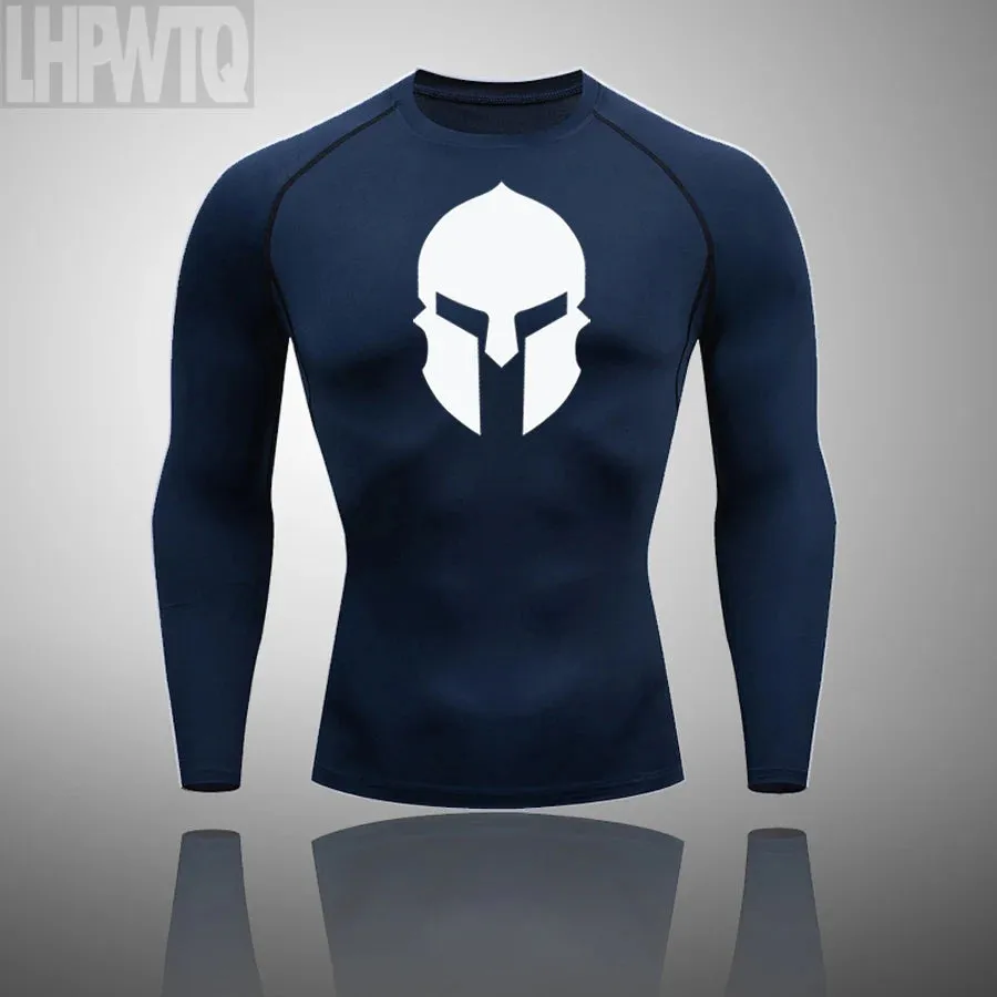 Spartan 3 Piece Gym Set - Compression Rash Guard - Dry Fit Legging - Workout Shorts
