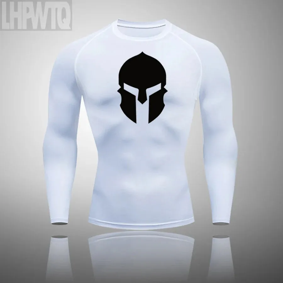 Spartan 3 Piece Gym Set - Compression Rash Guard - Dry Fit Legging - Workout Shorts
