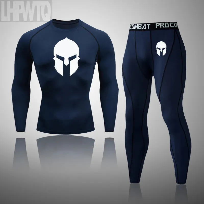 Spartan 3 Piece Gym Set - Compression Rash Guard - Dry Fit Legging - Workout Shorts
