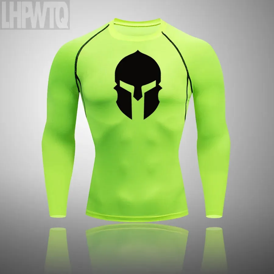 Spartan 3 Piece Gym Set - Compression Rash Guard - Dry Fit Legging - Workout Shorts
