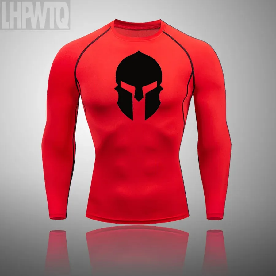 Spartan 3 Piece Gym Set - Compression Rash Guard - Dry Fit Legging - Workout Shorts