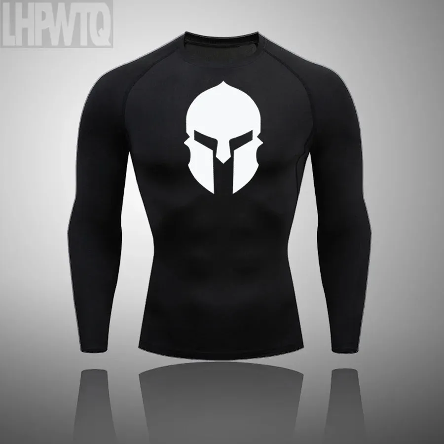 Spartan 3 Piece Gym Set - Compression Rash Guard - Dry Fit Legging - Workout Shorts