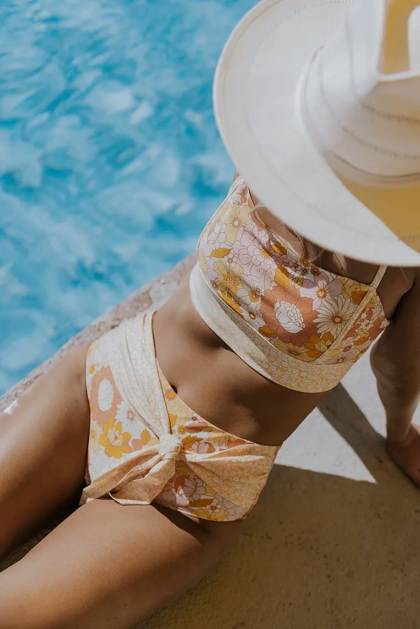 Sunset Floral Surf Crop