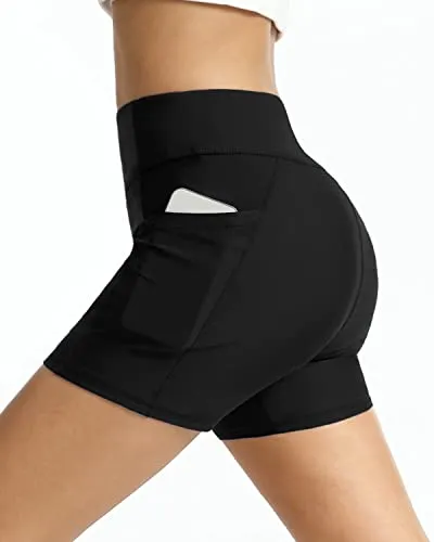 Swimming High Waisted Swim Bottoms Tummy Control For Women-Black
