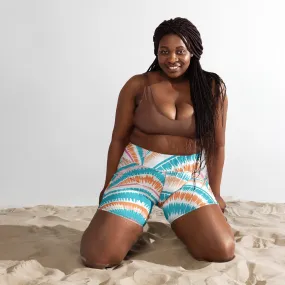 Tie-dye Yoga Shorts Peachy Ocean Drift