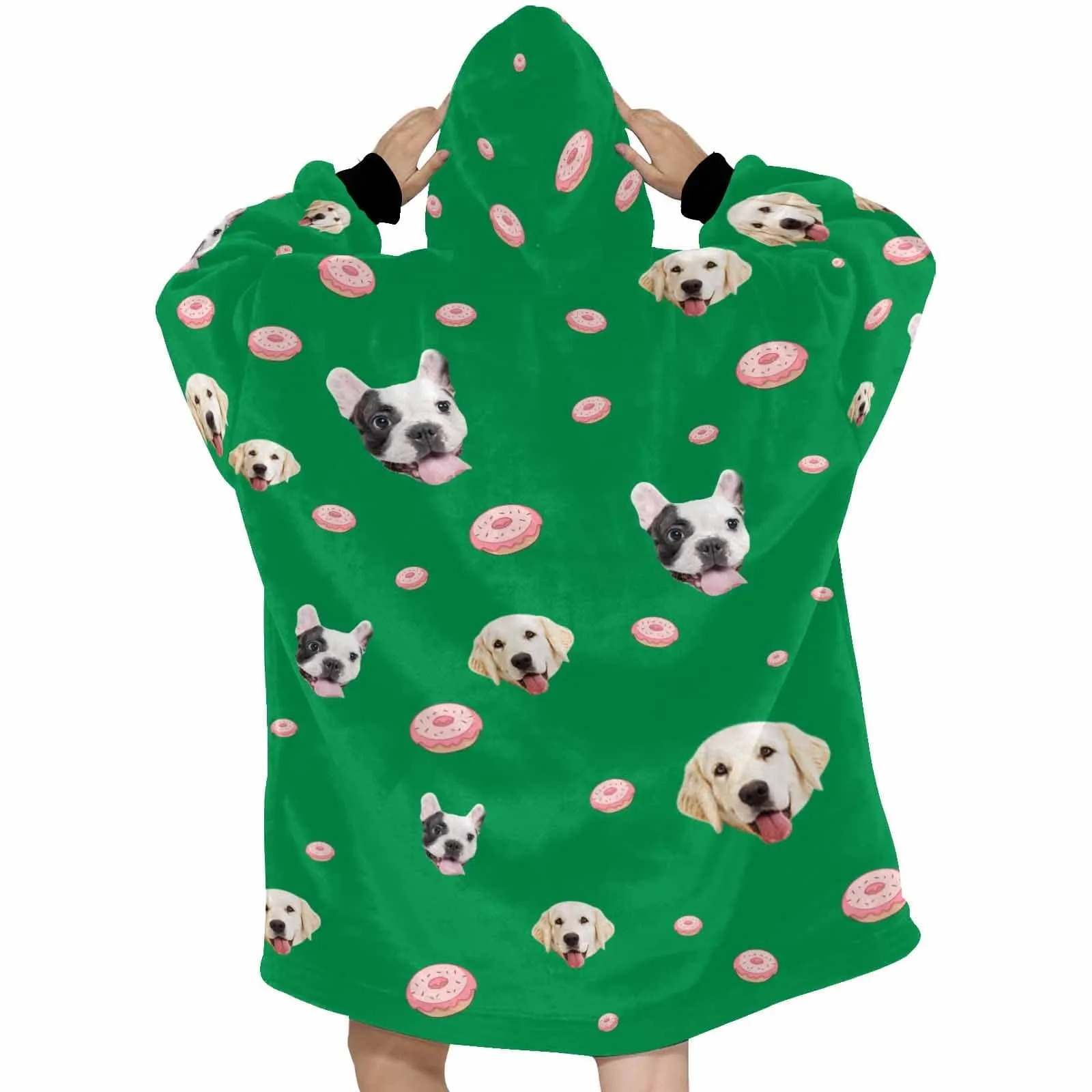 【Upgraded version with high quality】-Wearable Blanket Custom Pet Face Blanket Hoodie Personalized Oversized Hoodie Fleece Blanket Warm Hoodie Dog Lover Gift