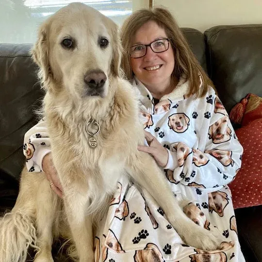 【Upgraded version with high quality】-Wearable Blanket Custom Pet Face Blanket Hoodie Personalized Oversized Hoodie Fleece Blanket Warm Hoodie Dog Lover Gift