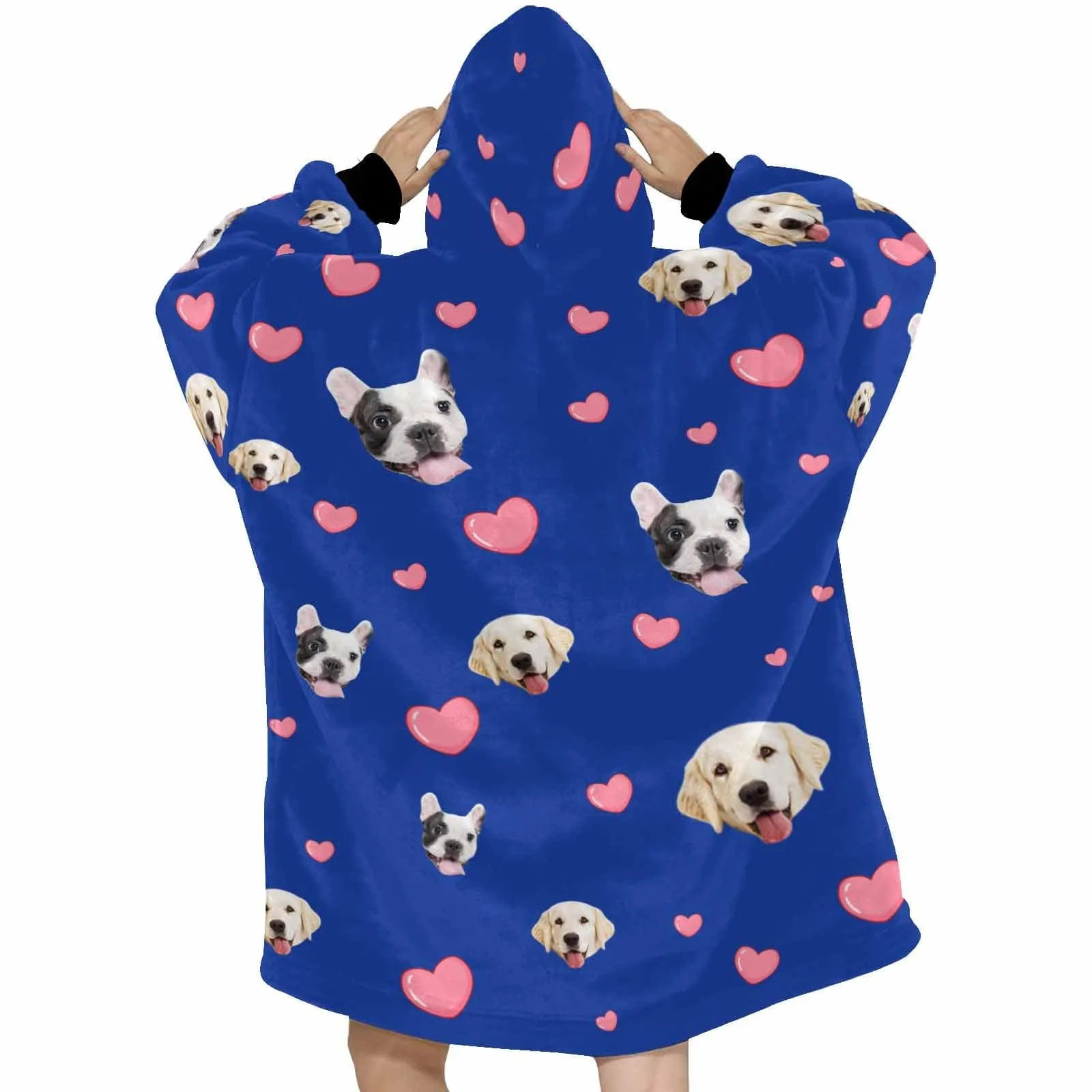 【Upgraded version with high quality】-Wearable Blanket Custom Pet Face Blanket Hoodie Personalized Oversized Hoodie Fleece Blanket Warm Hoodie Dog Lover Gift