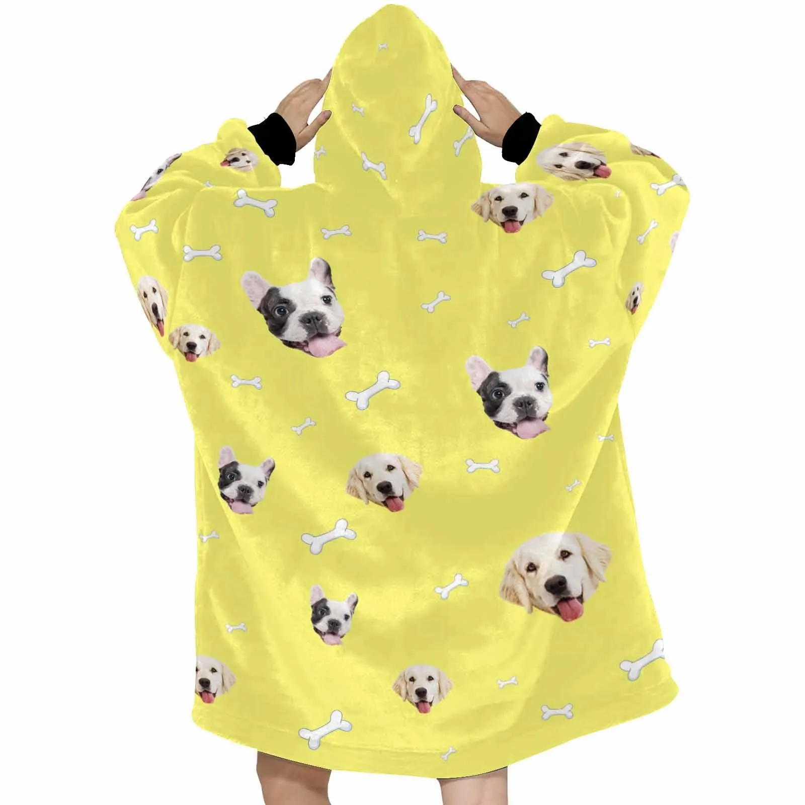 【Upgraded version with high quality】-Wearable Blanket Custom Pet Face Blanket Hoodie Personalized Oversized Hoodie Fleece Blanket Warm Hoodie Dog Lover Gift