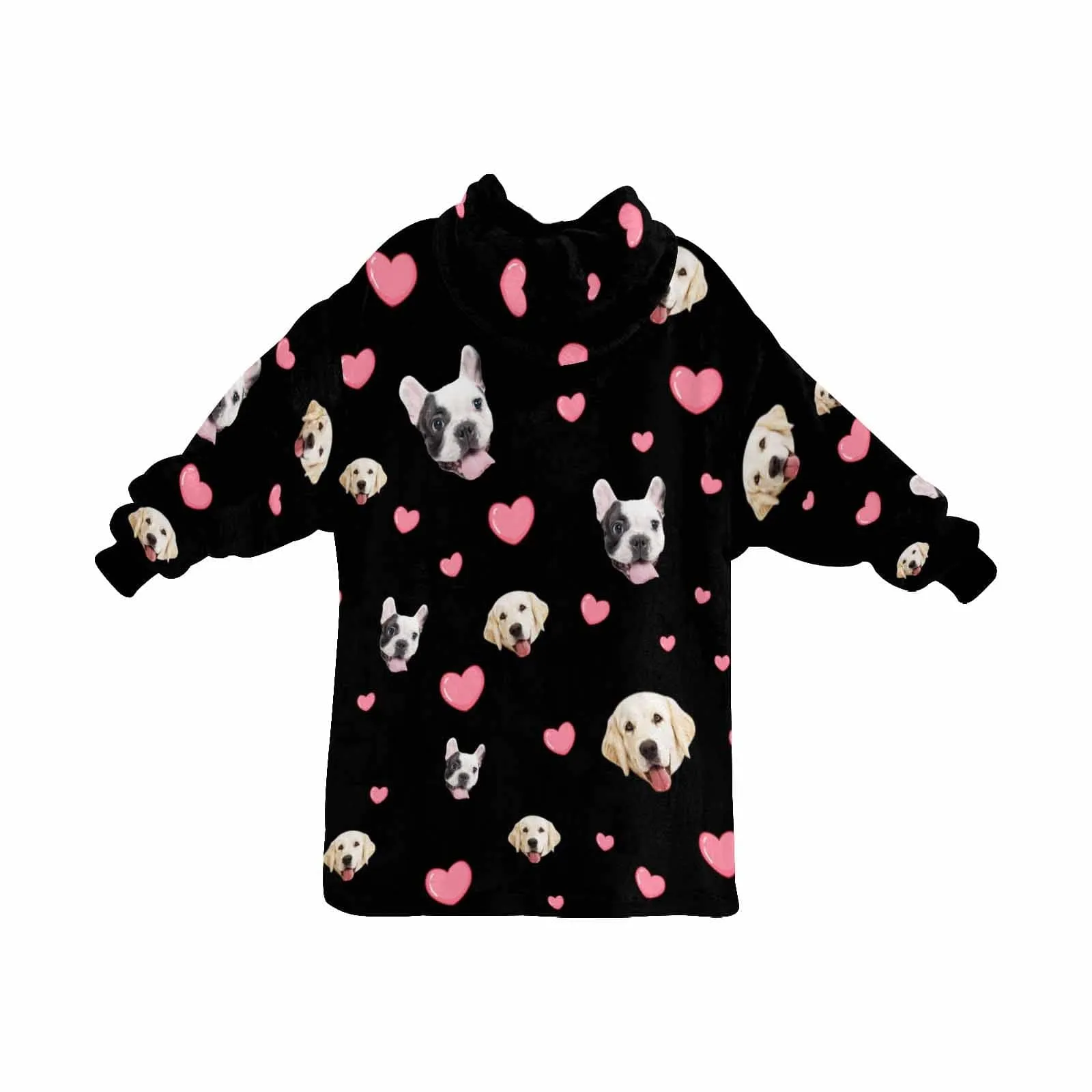 【Upgraded version with high quality】-Wearable Blanket Custom Pet Face Blanket Hoodie Personalized Oversized Hoodie Fleece Blanket Warm Hoodie Dog Lover Gift
