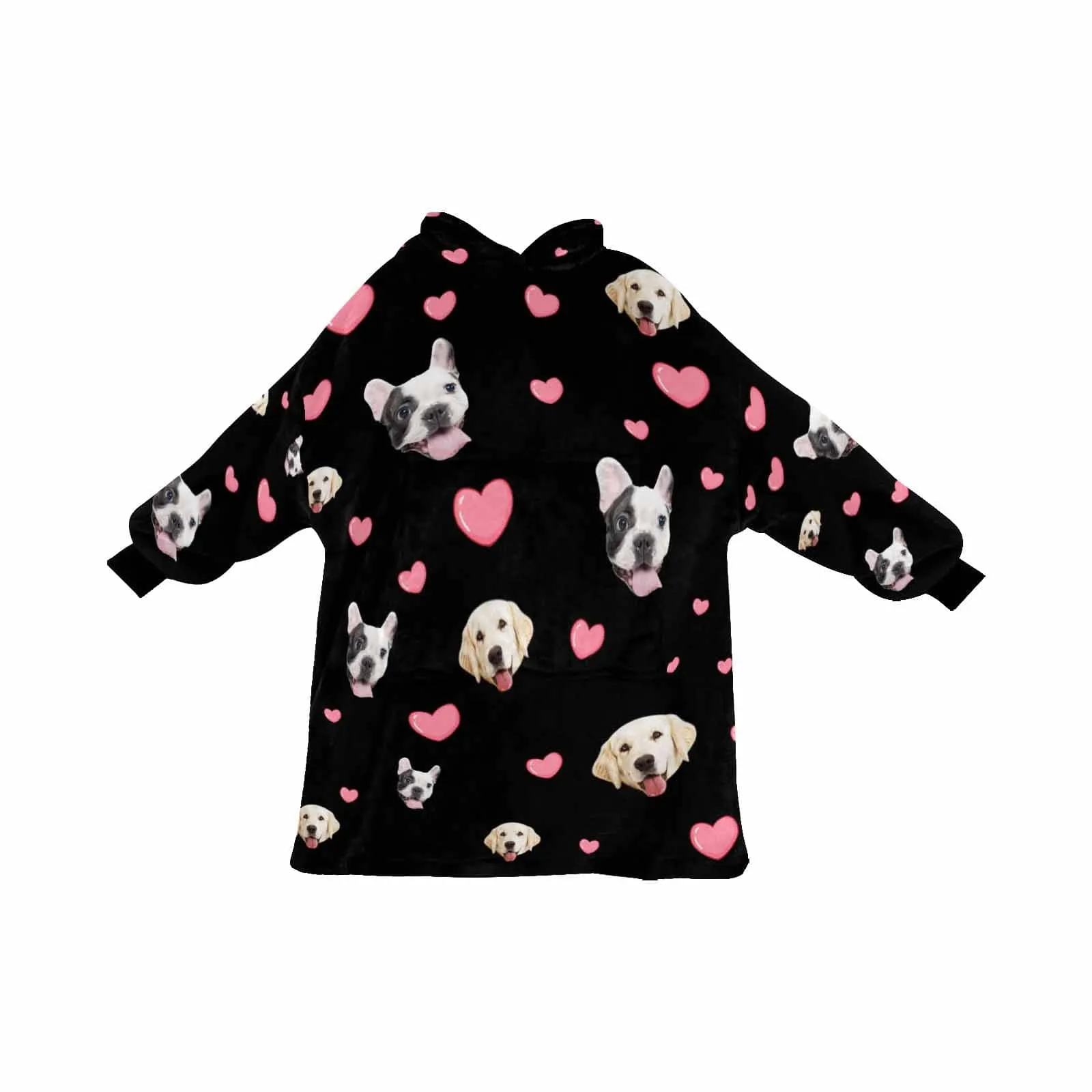 【Upgraded version with high quality】-Wearable Blanket Custom Pet Face Blanket Hoodie Personalized Oversized Hoodie Fleece Blanket Warm Hoodie Dog Lover Gift