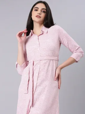 Women White Geometrical Shirt Dress